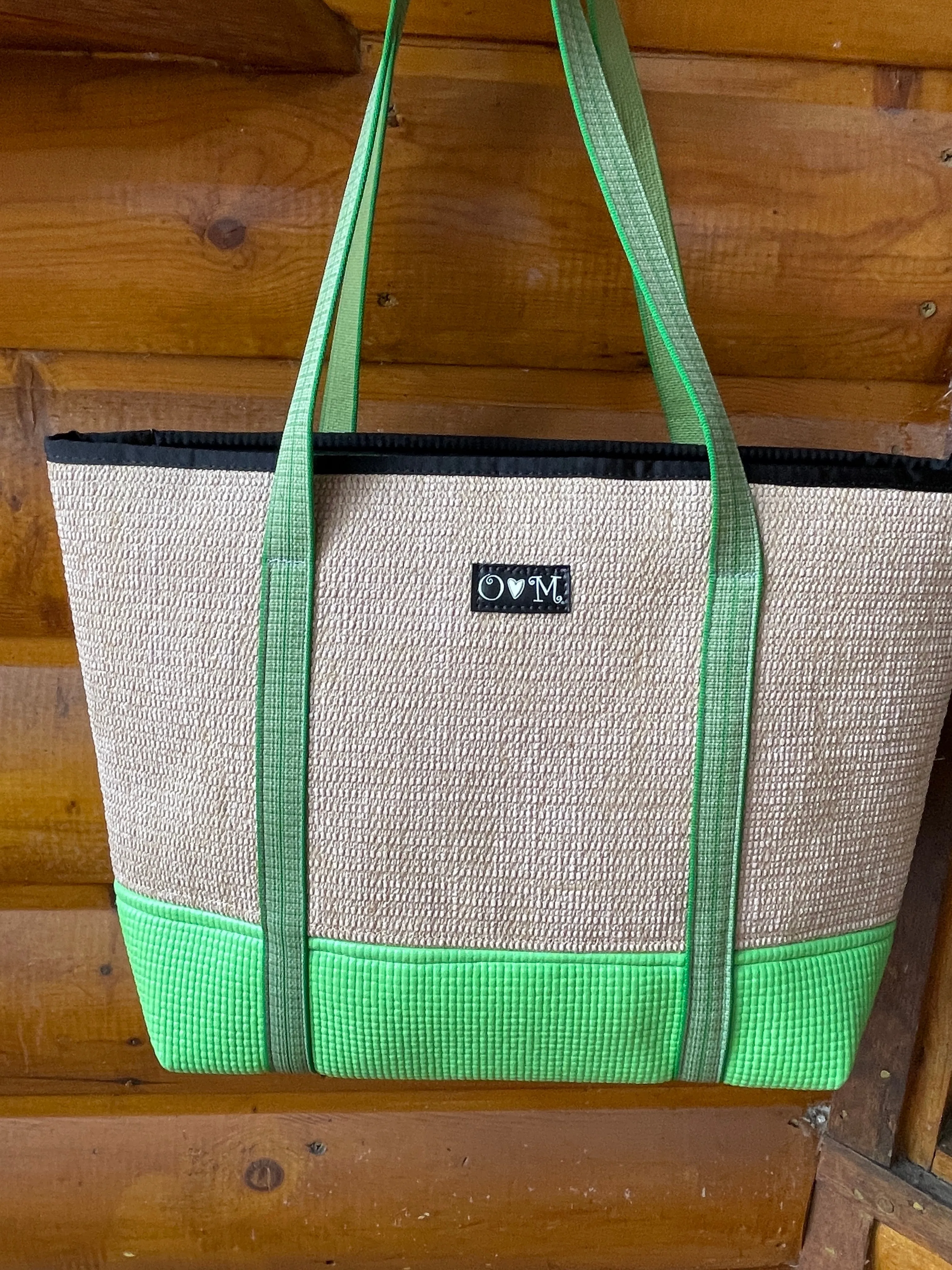 Jute Tote Bag Bright Green- tote bag