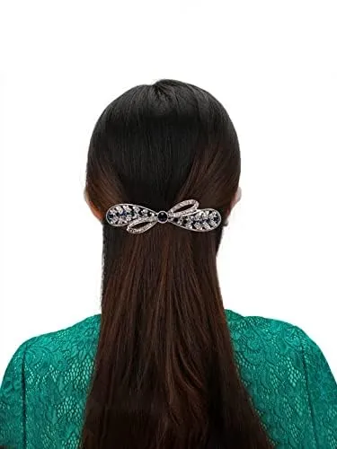 Kairangi Hair Clips for Women Girls Barrette Hair Clips for Women Hair Accessories for Women Hair clip for Women Blue Crystal French Barrette Hair Clips for Women and Girls Gift For Women & Girls