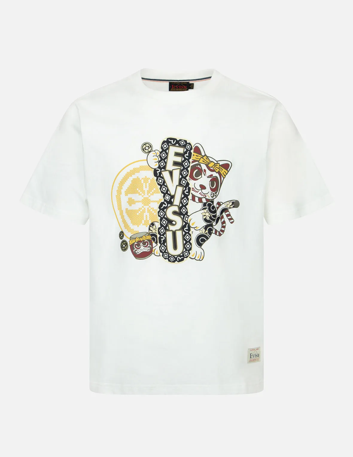 Kamon and Fortune Cat Print T-shirt