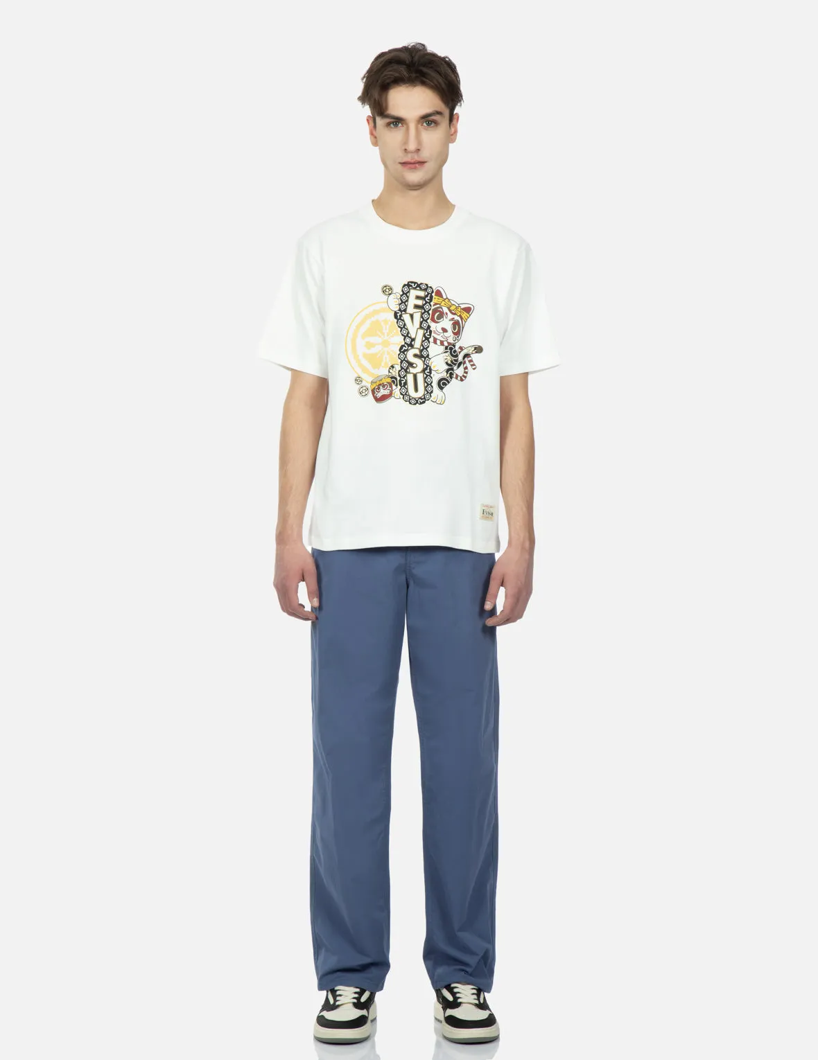 Kamon and Fortune Cat Print T-shirt