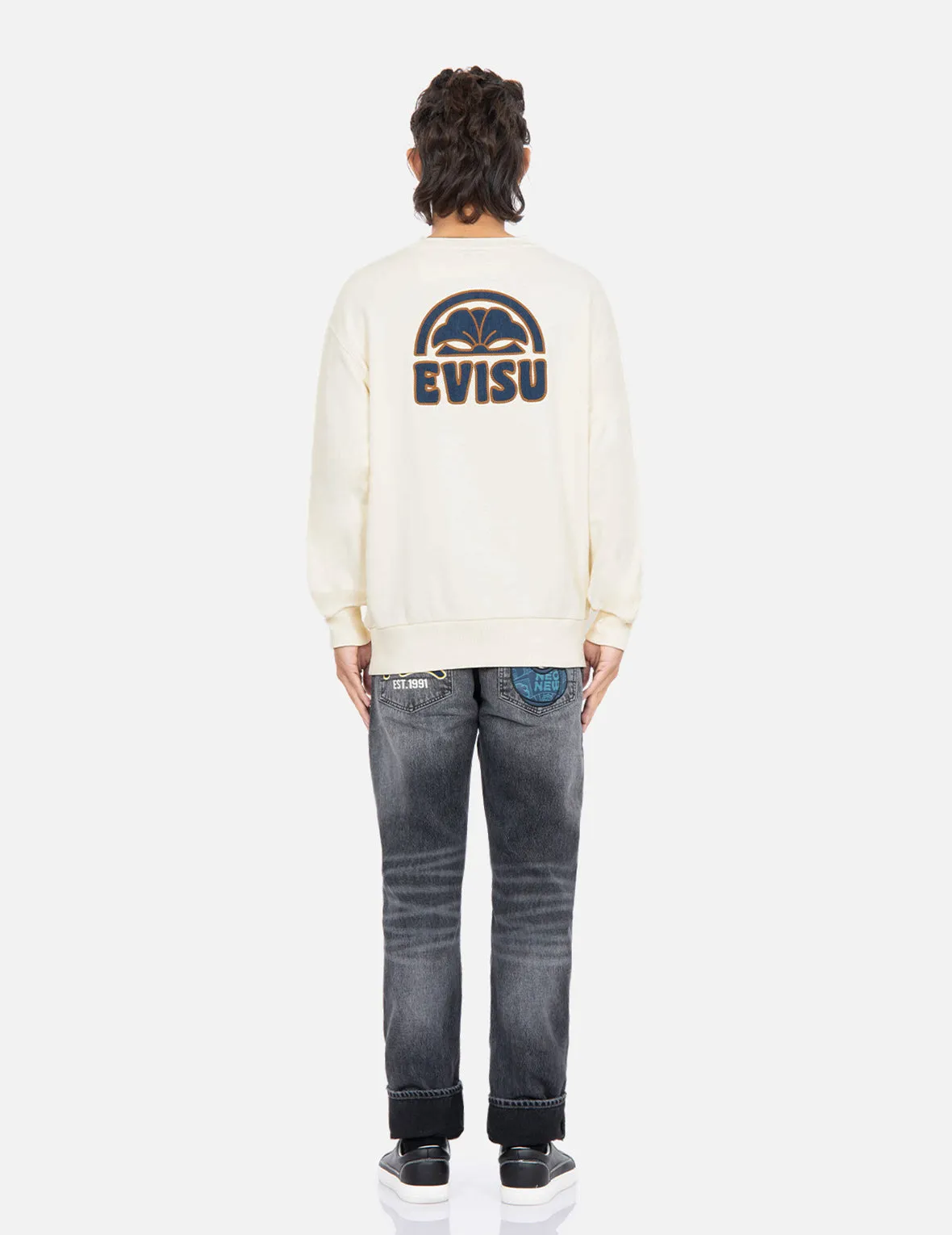 Kamon Logo Denim Appliqué Sweatshirt