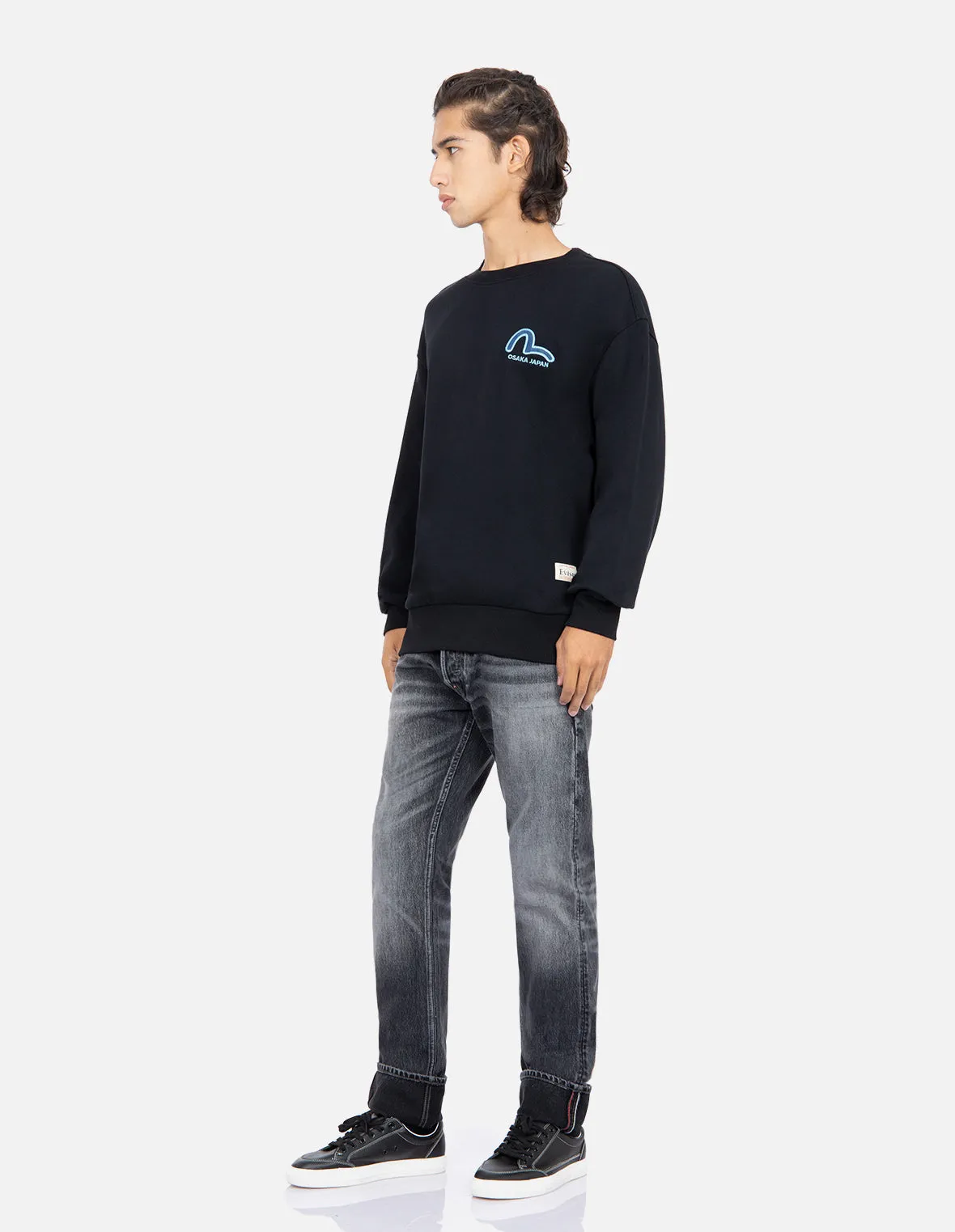 Kamon Logo Denim Appliqué Sweatshirt