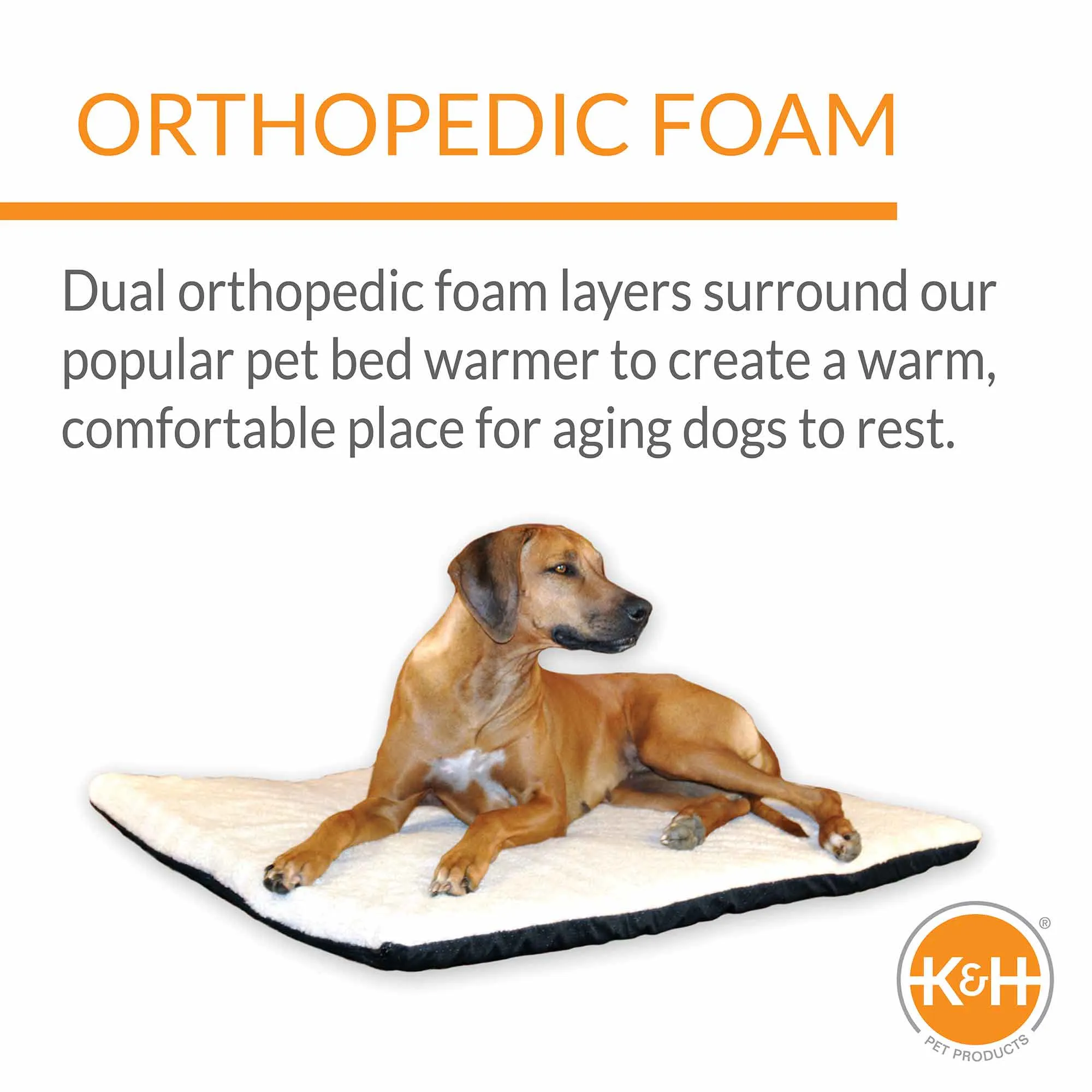 K&H Pet Products Ortho Thermo-Bed Heated Dog Bed, Fleece