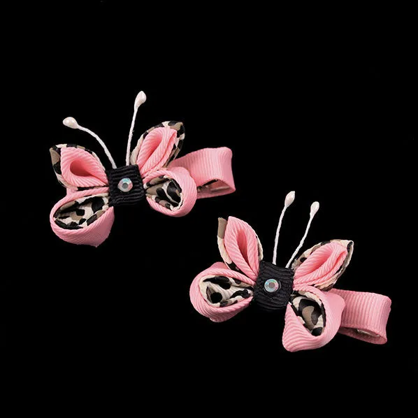 Kanzashi Butterfly Dual Color Hair Clip [Pair]