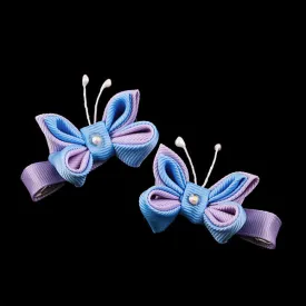 Kanzashi Butterfly Dual Color Hair Clip [Pair]