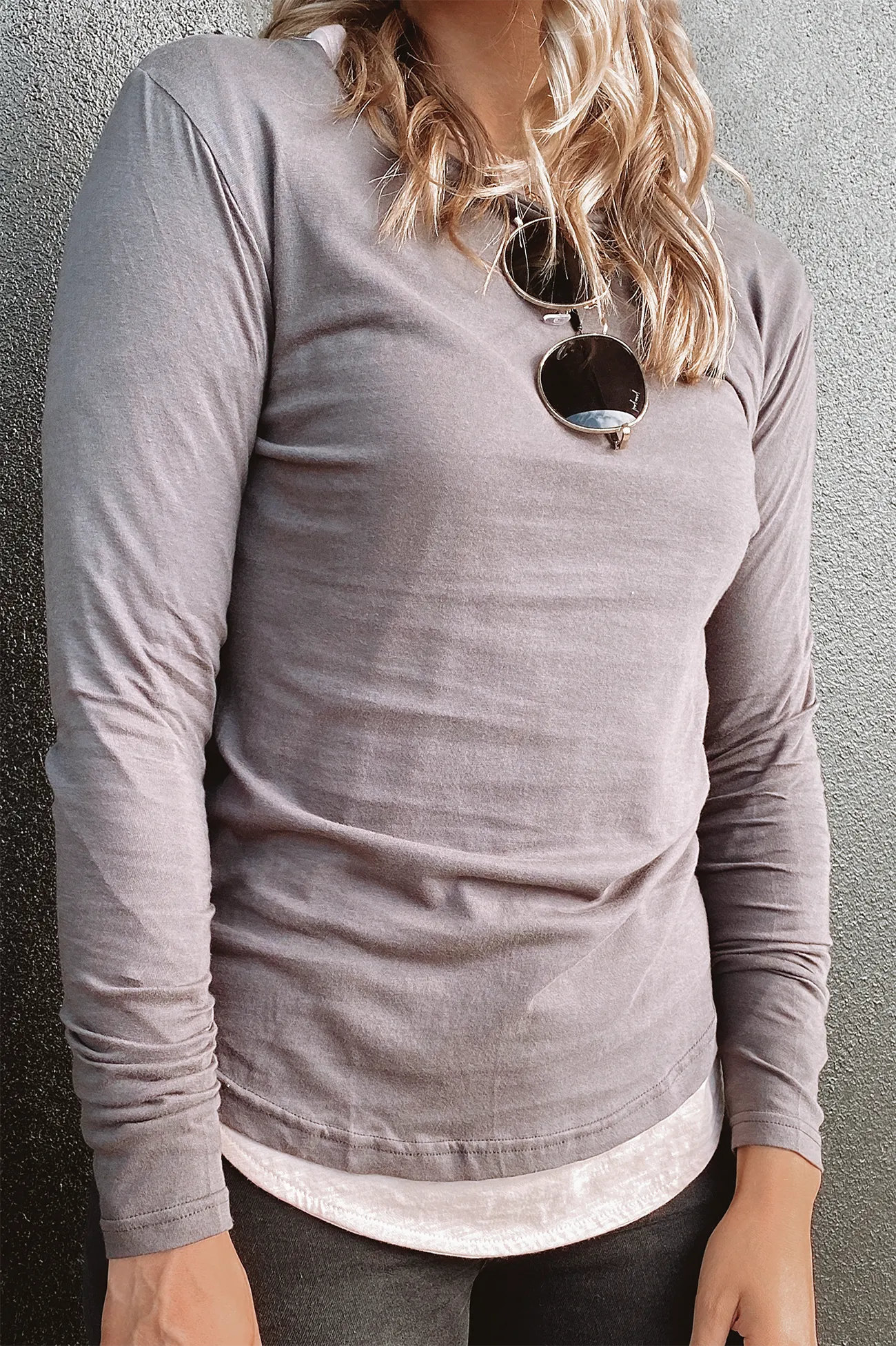 Kara Long Sleeve Tee Charcoal