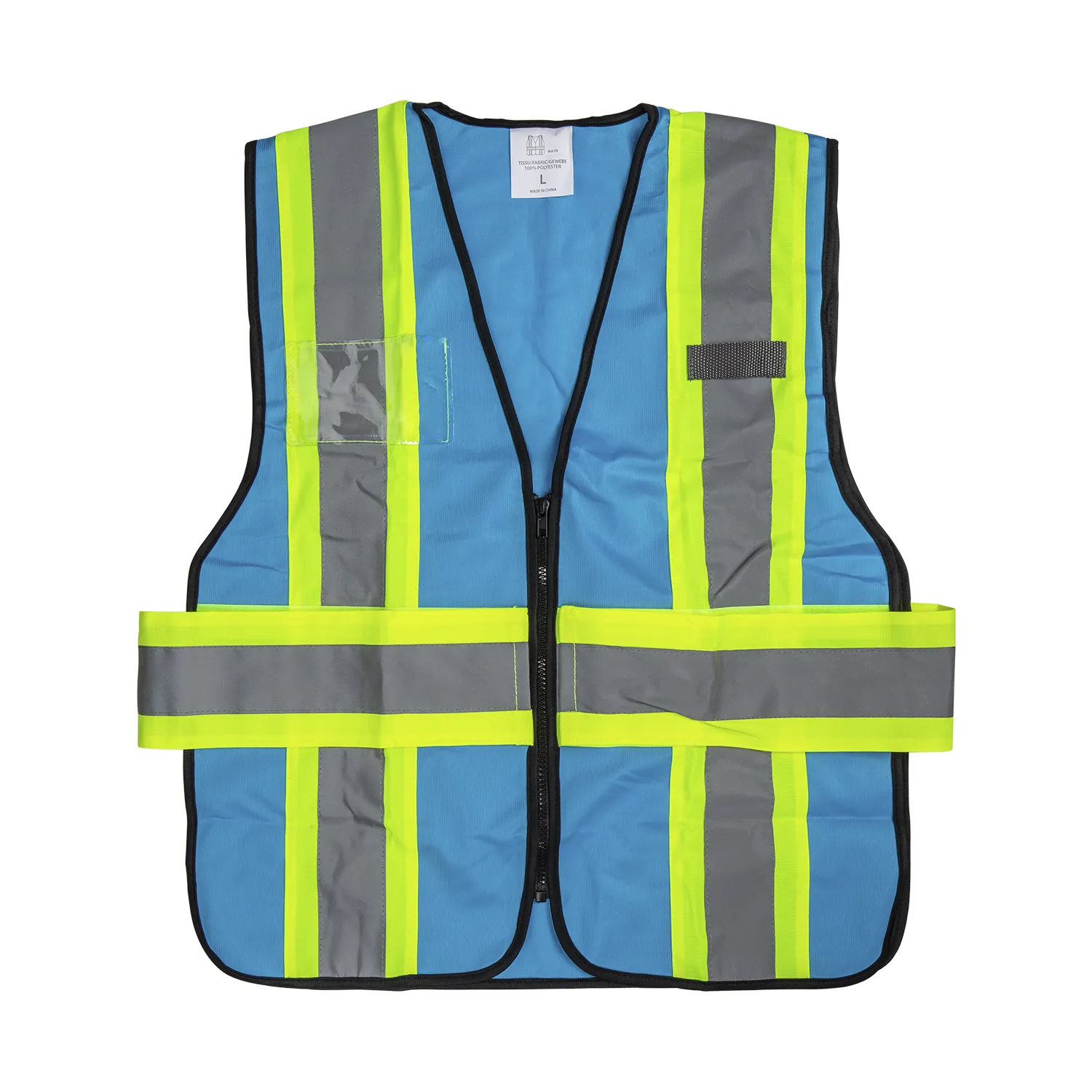 Karat High Visibility Reflective Safety Vest with Zipper Fastening (Blue), Large - 1 pc