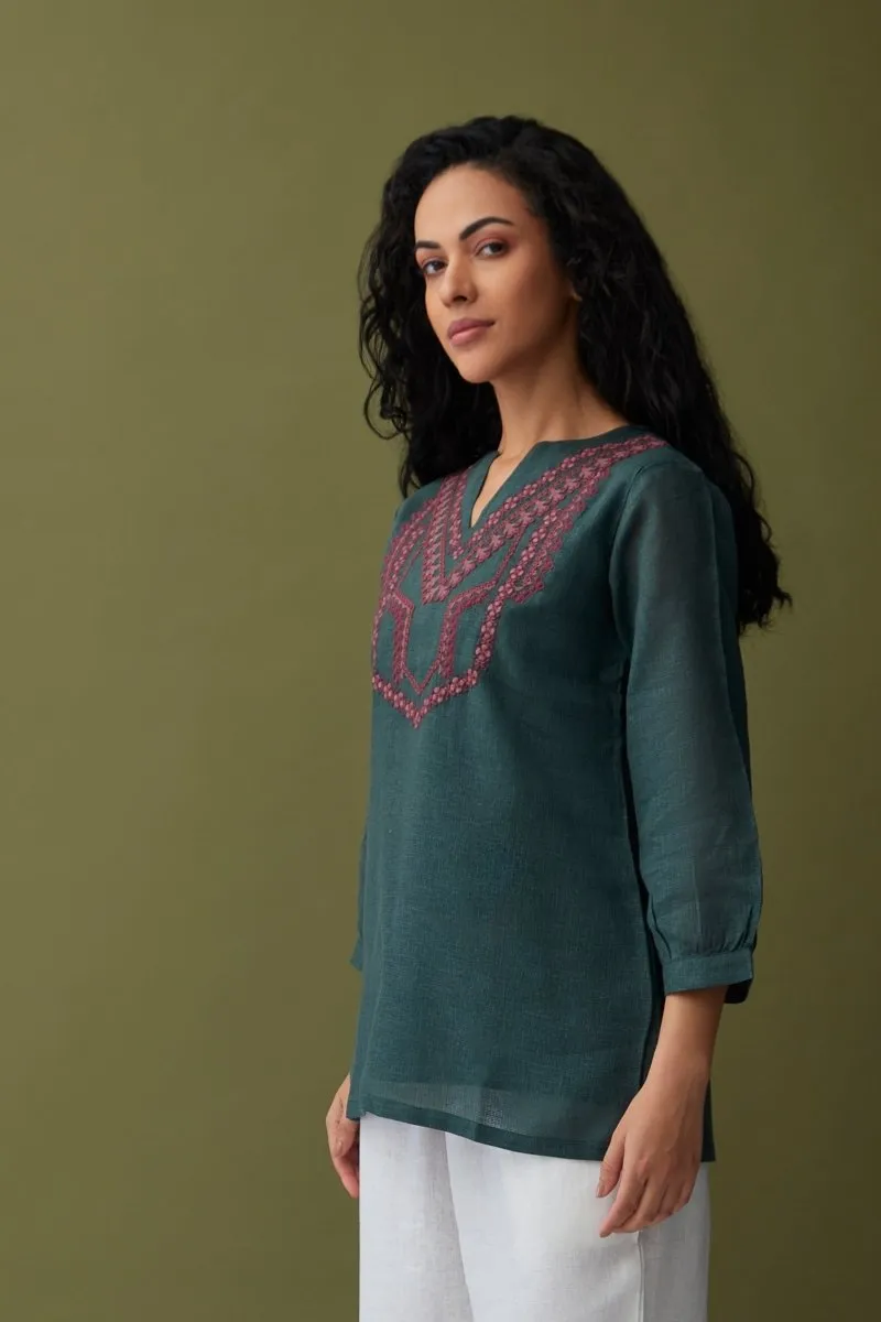 Karigiri Olive Linen Tunic