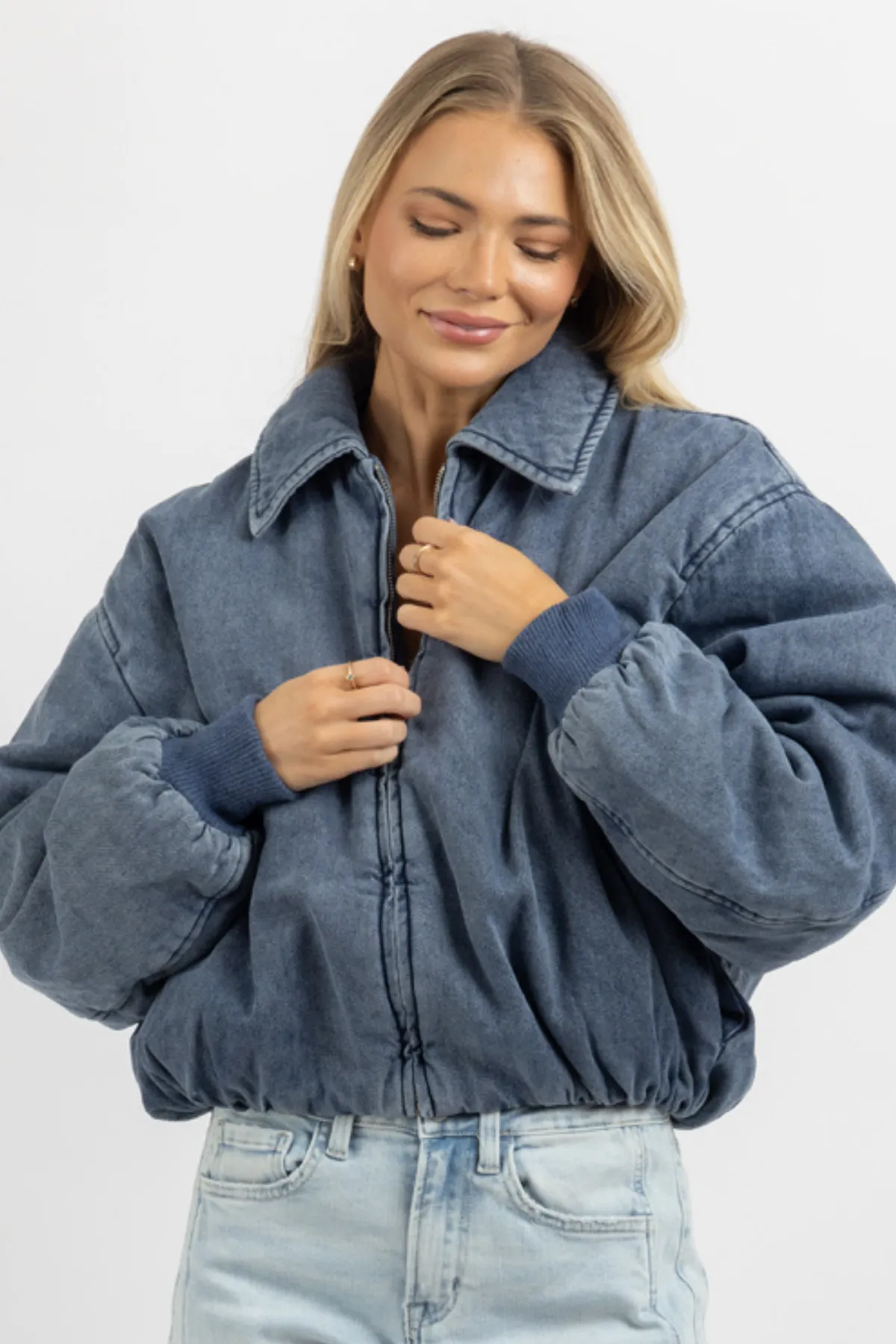 KARINA DENIM BOMBER JACKET