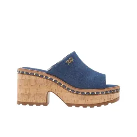 KARL LAGERFELD -  Clarina Chunky Denim Block Heel Mules