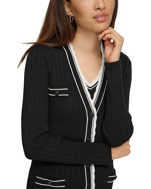 KARL LAGERFELD PARIS scalloped cardigan, Black