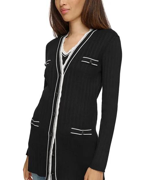 KARL LAGERFELD PARIS scalloped cardigan, Black