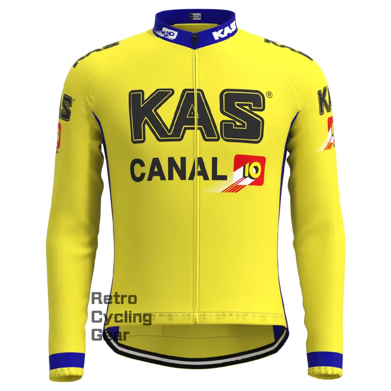 KAS Yellow Retro Long Sleeve Cycling Kit