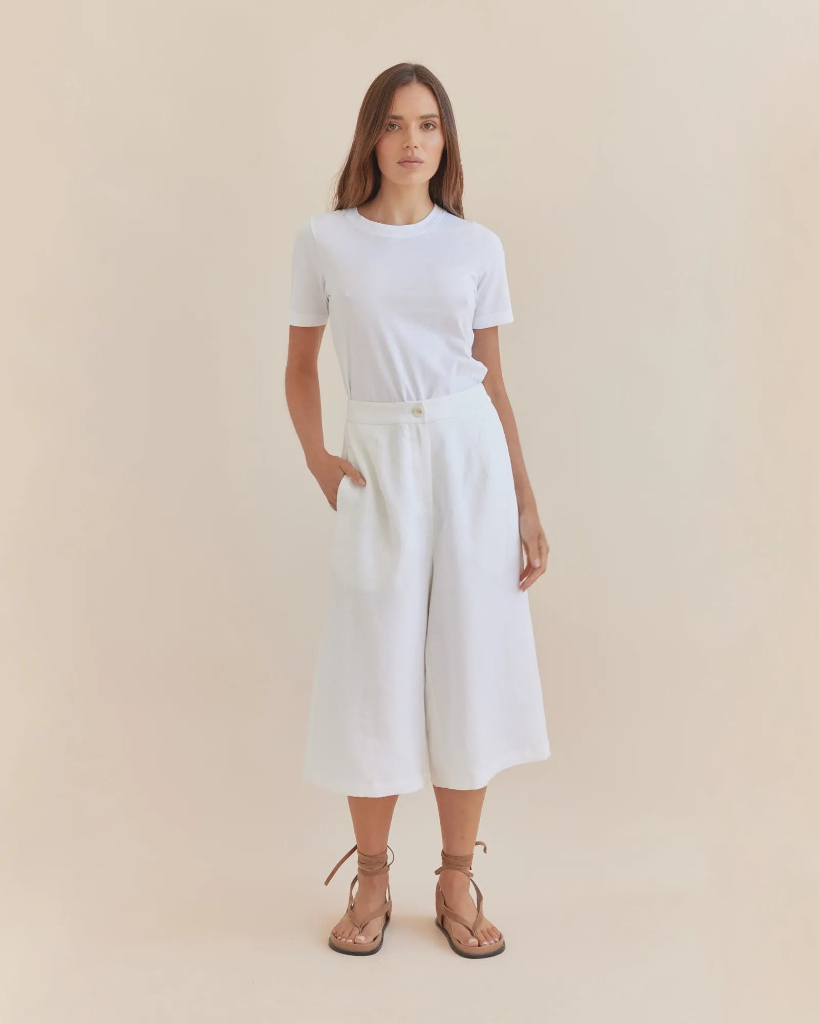 Katrina Linen Culottes - Ivory