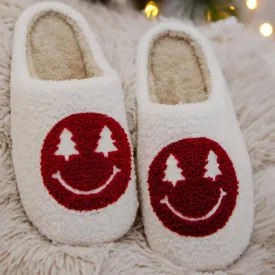 Katydid Red Christmas Tree Eyes Happy Face Slippers FINAL SALE