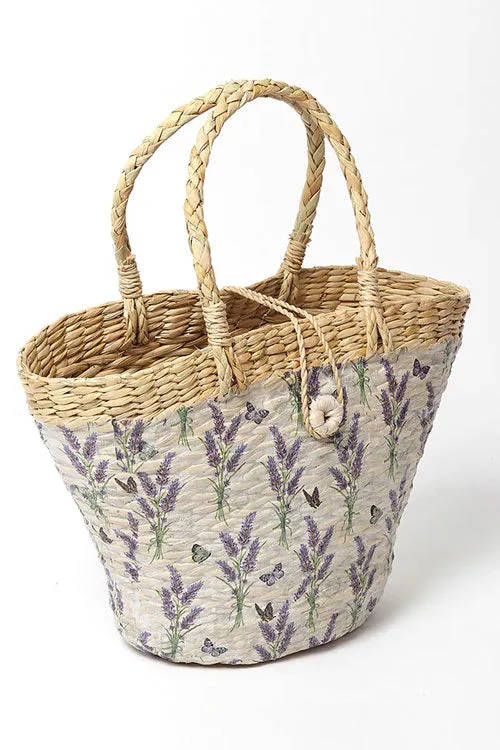 Kauna Grass Lavender Boat Basket