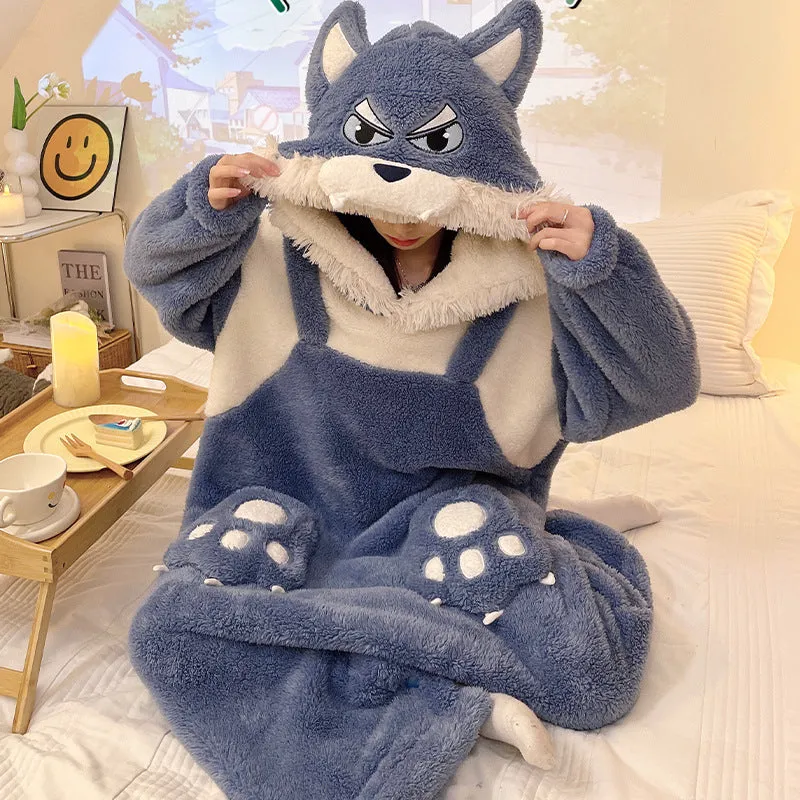 Kawaii Pajamas Jumpsuits Winter Sleepwear Warm Animal Unisex Cosplay Onesie