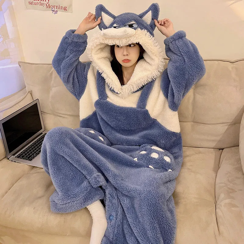 Kawaii Pajamas Jumpsuits Winter Sleepwear Warm Animal Unisex Cosplay Onesie