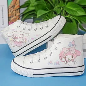 Kawaii Pink Dog Student High Top Canvas Kids Size