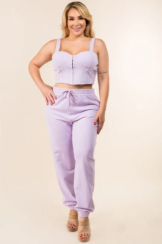 KeKe Lavender Plus Size Corset and Jogger Set