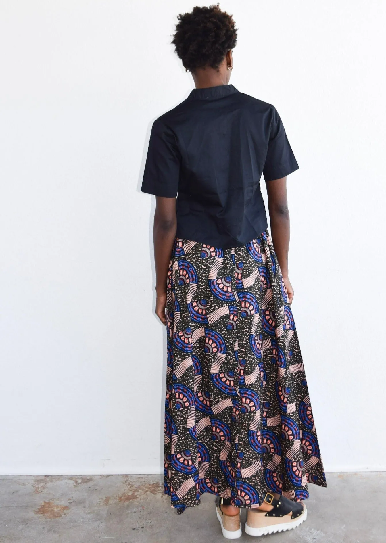 Kelli Maxi Skirt Olive Wax Print