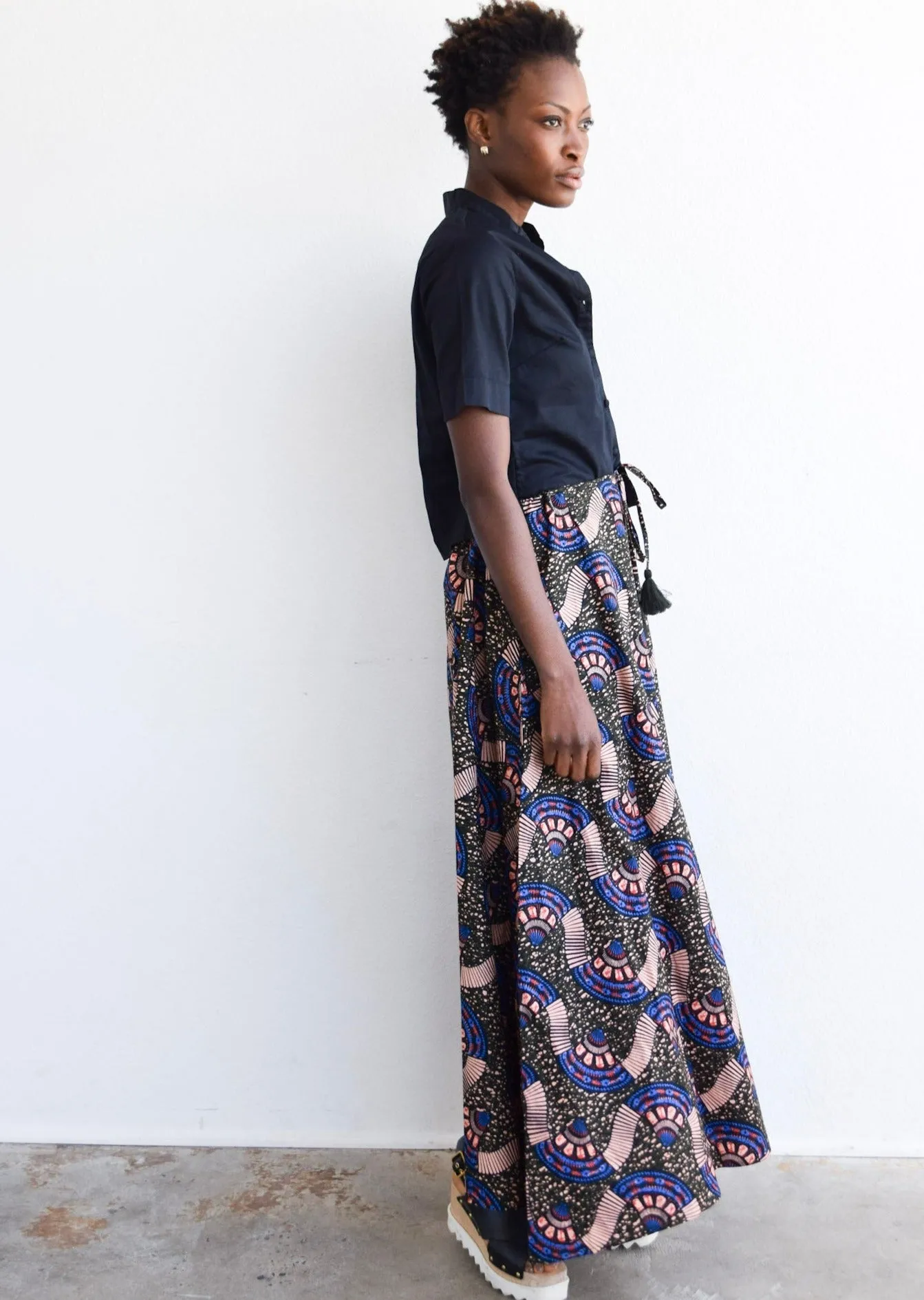 Kelli Maxi Skirt Olive Wax Print