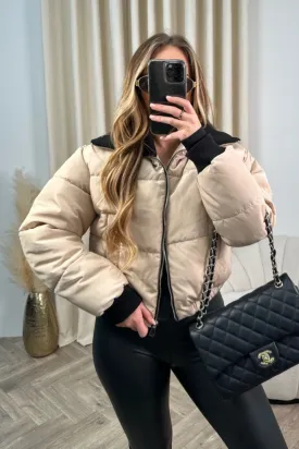 Kelsey beige cropped puffer