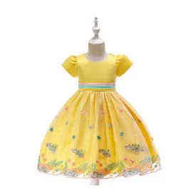 Ketty More  Kids Baby Girls Short Sleeves Colorful Flowers Dress-KGDC1596