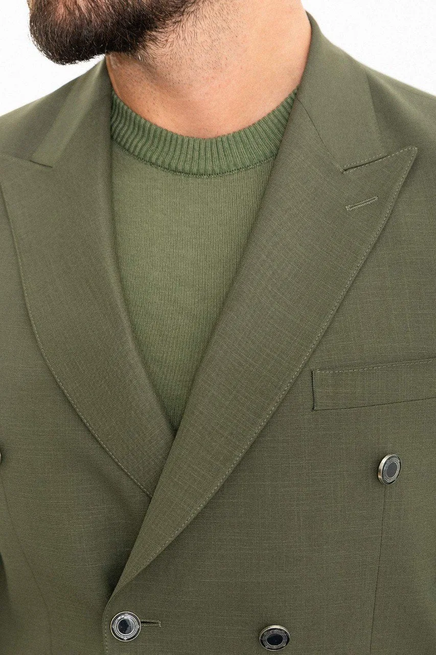 Khaki Double Breasted Blazer