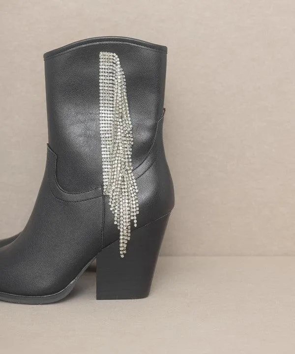 Kia Rhinestone Fringe Boots