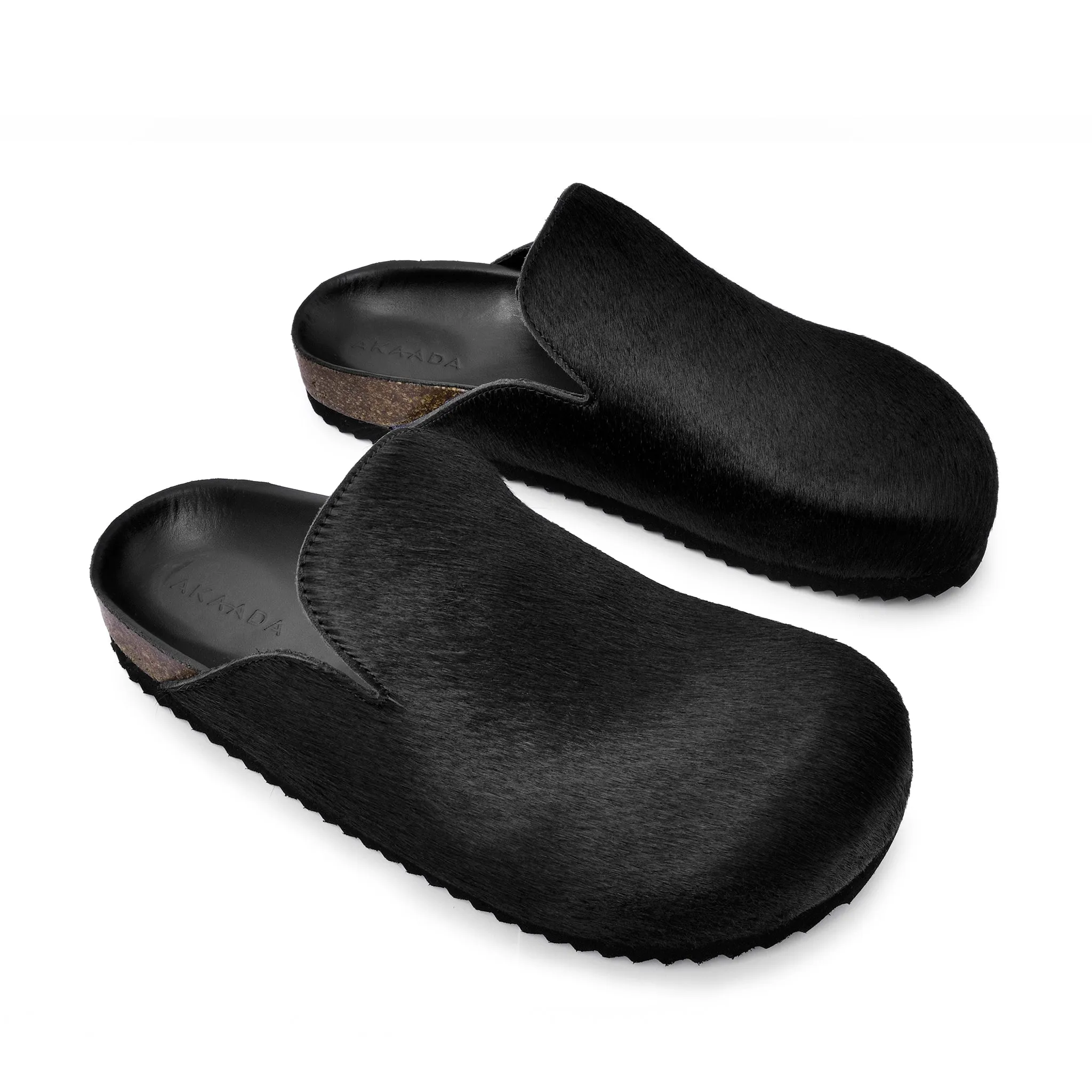 Kibo Black Pony Hair Mules