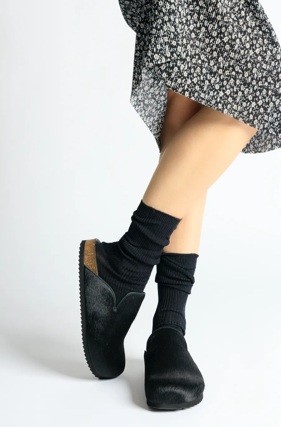 Kibo Black Pony Hair Mules