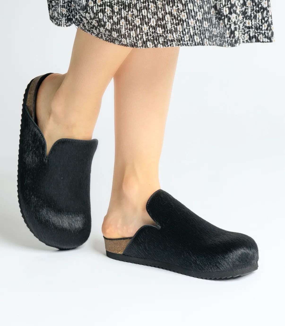 Kibo Black Pony Hair Mules