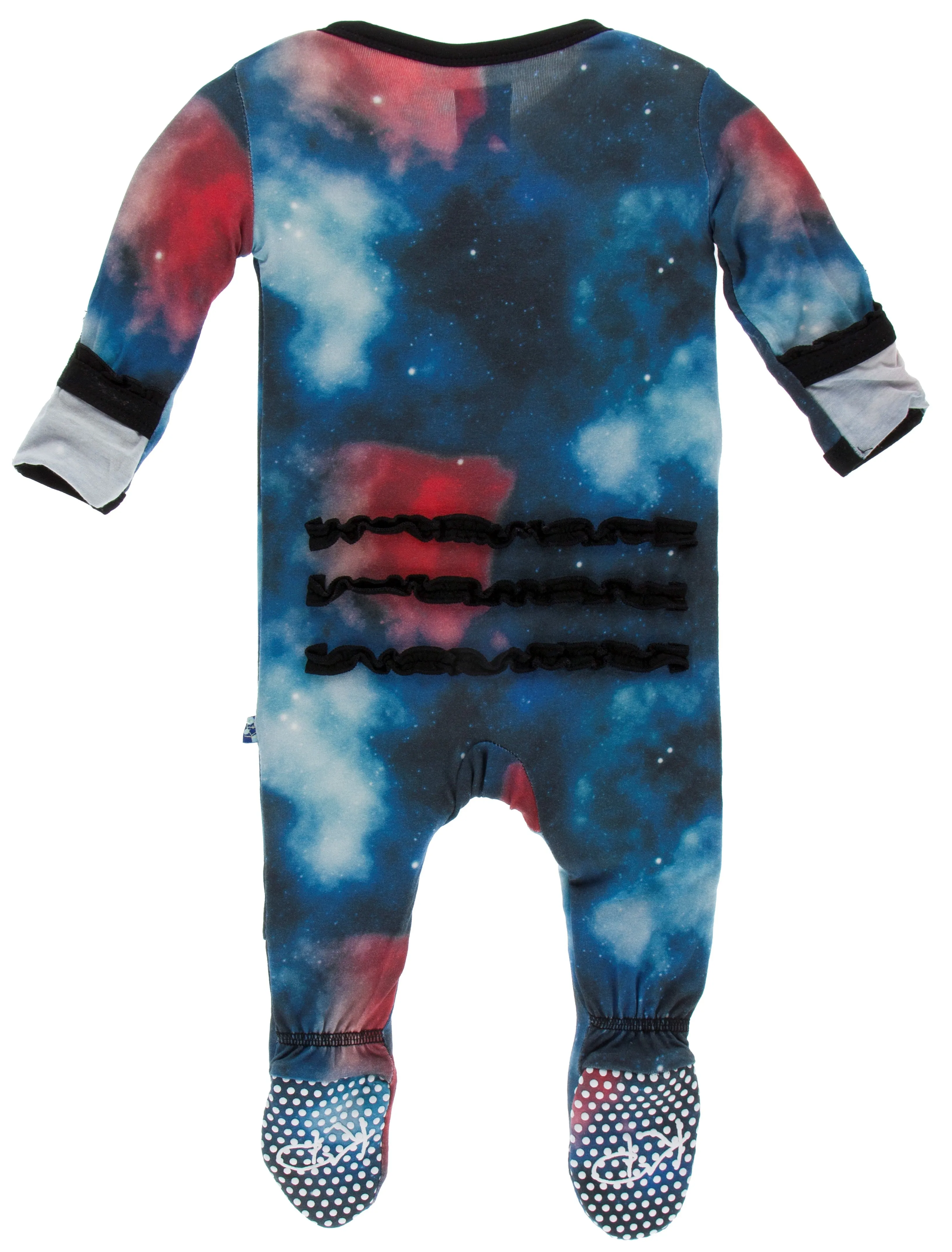 KicKee Pants Red Ginger Galaxy Muffin Ruffle Footie with Zipper