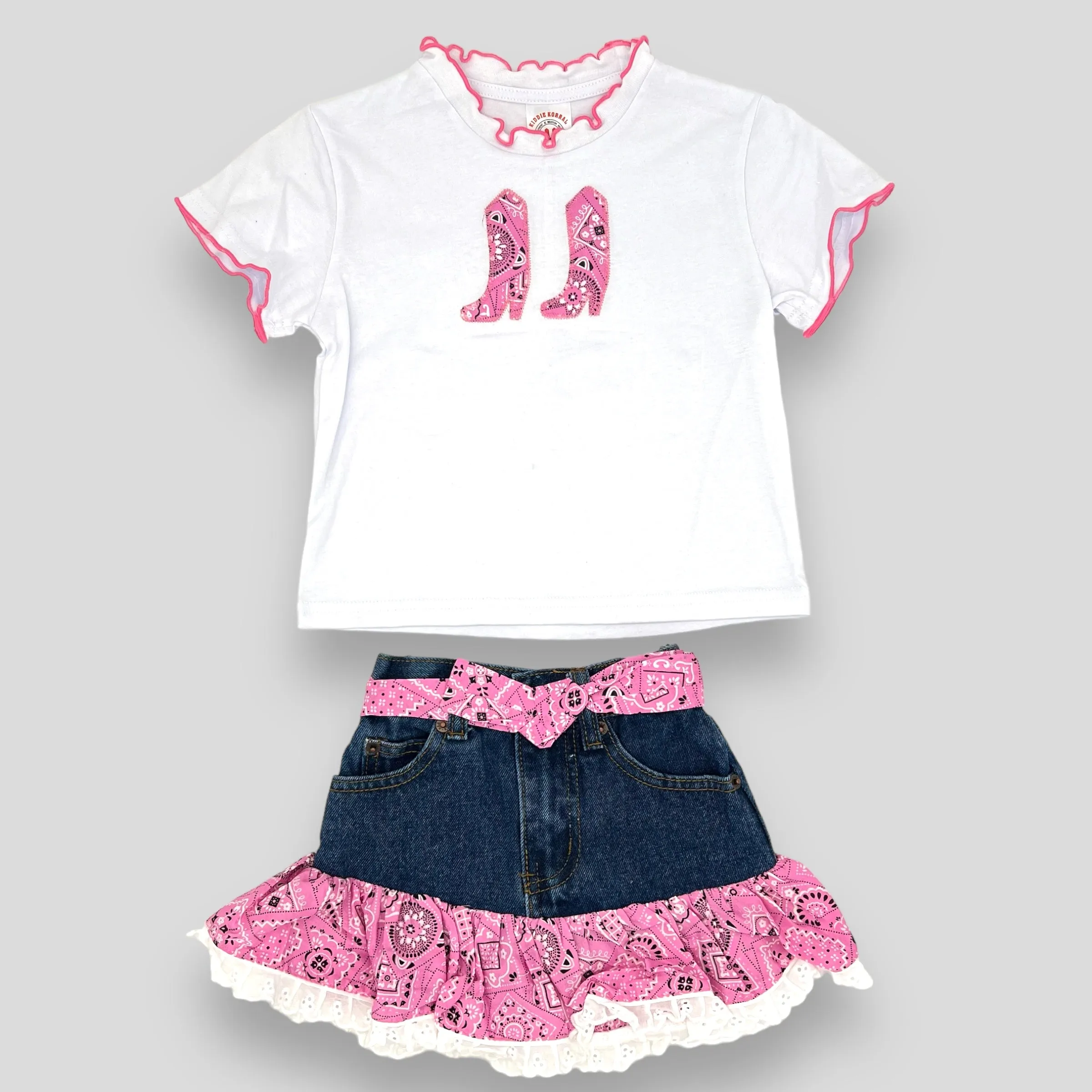 Kiddie Korral 2 Piece Bandanna Outfit- Pink