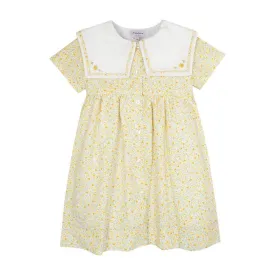 Kidiwi Yellow Floral Dress with Embroidered Sailor Collar