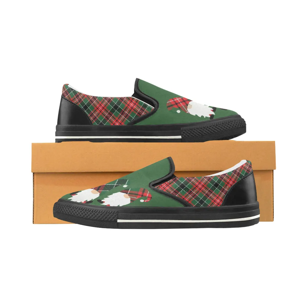 Kid's Elves Christmas Print Canvas Slip On Shoes