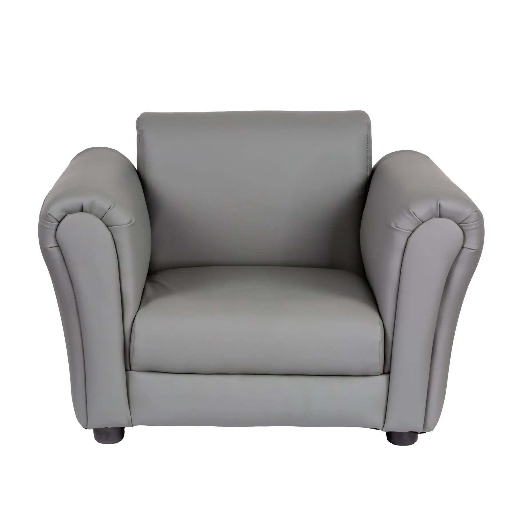 Kids Grey Sofa Chair w/ Footstool in PU Leather