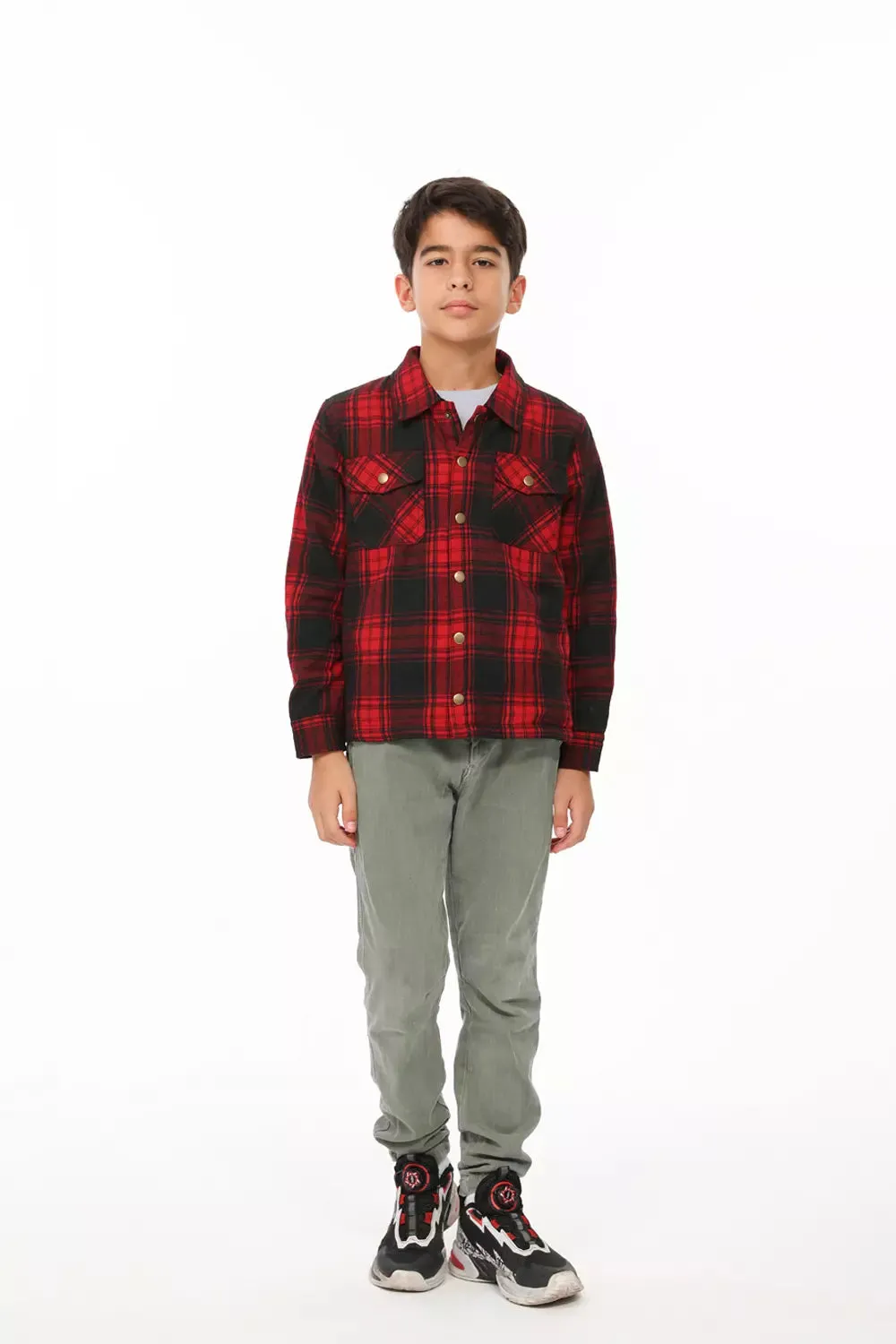 Kids Matching Family Red Plaid Flannel Shacket