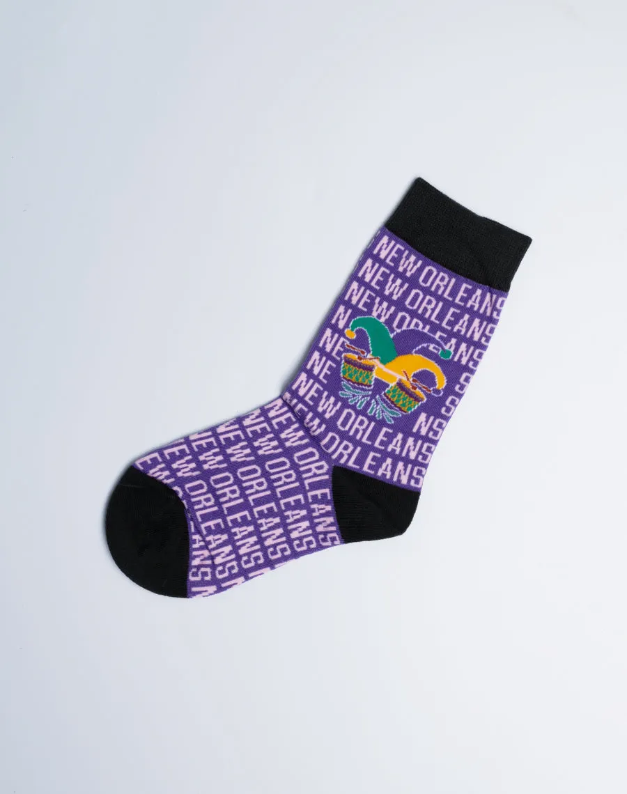 Kids New Orleans Jester Drum Crew Socks