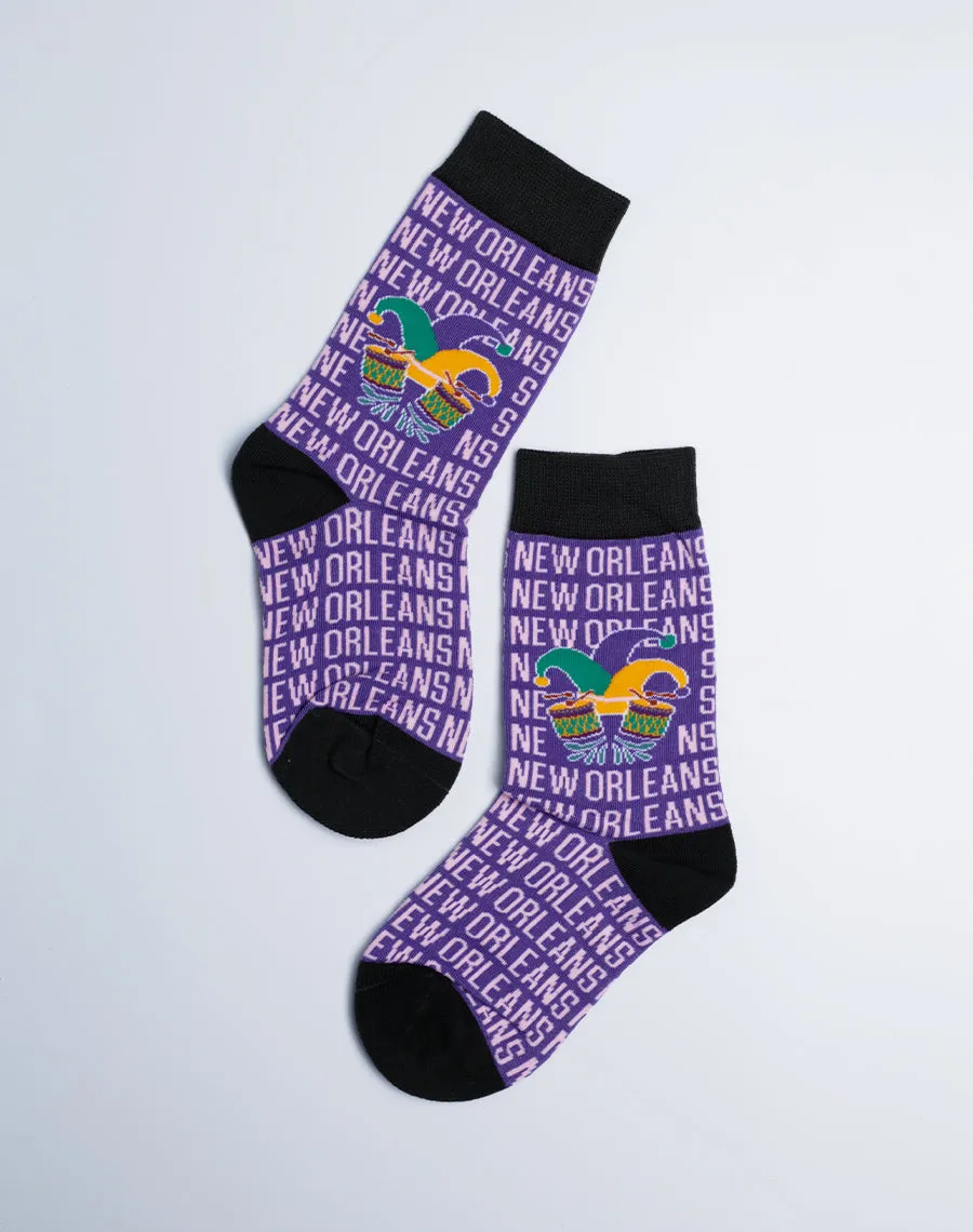 Kids New Orleans Jester Drum Crew Socks