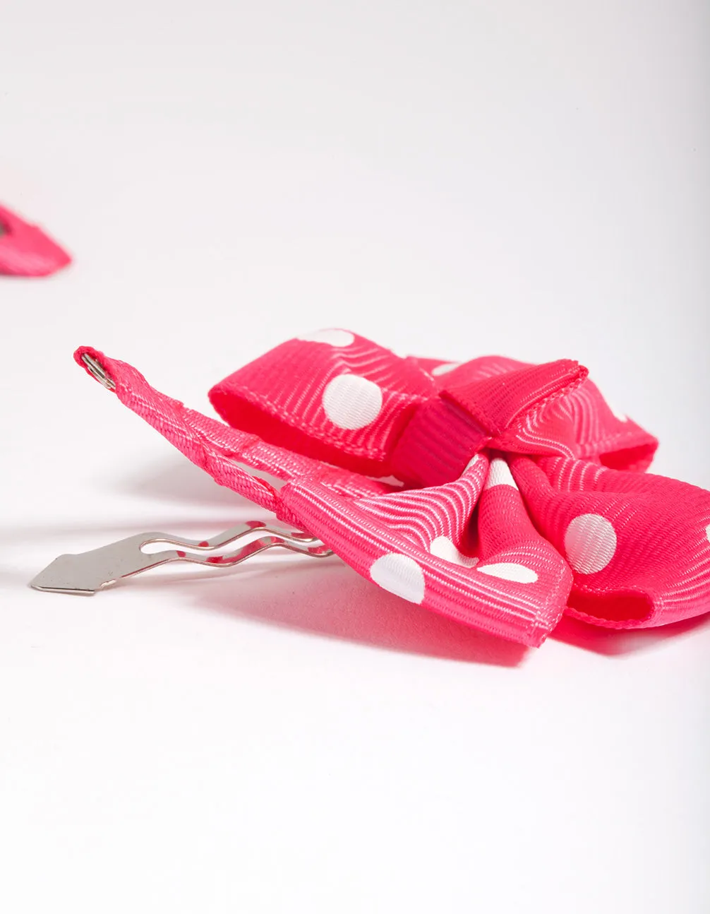 Kids Pink Polka Dot Bow Clip Pack