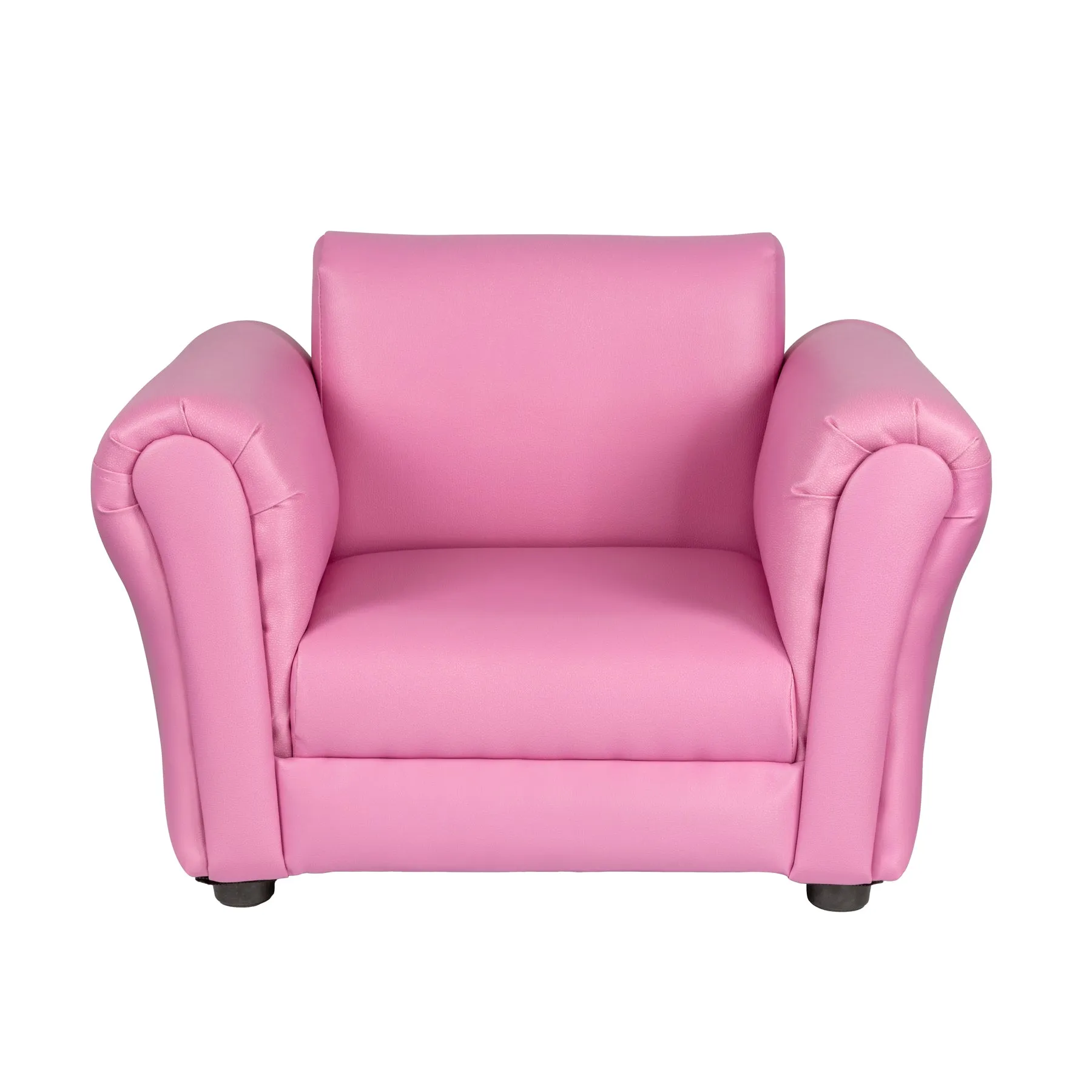 Kids Pink Sofa Chair w/ Footstool in PU Leather