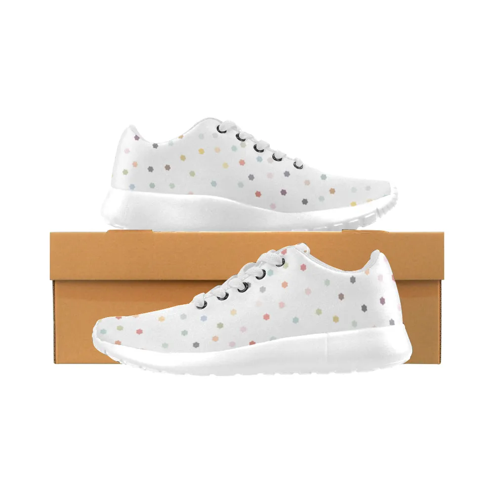 Kid's Rainbow Stars White Polka Print Canvas Sneakers