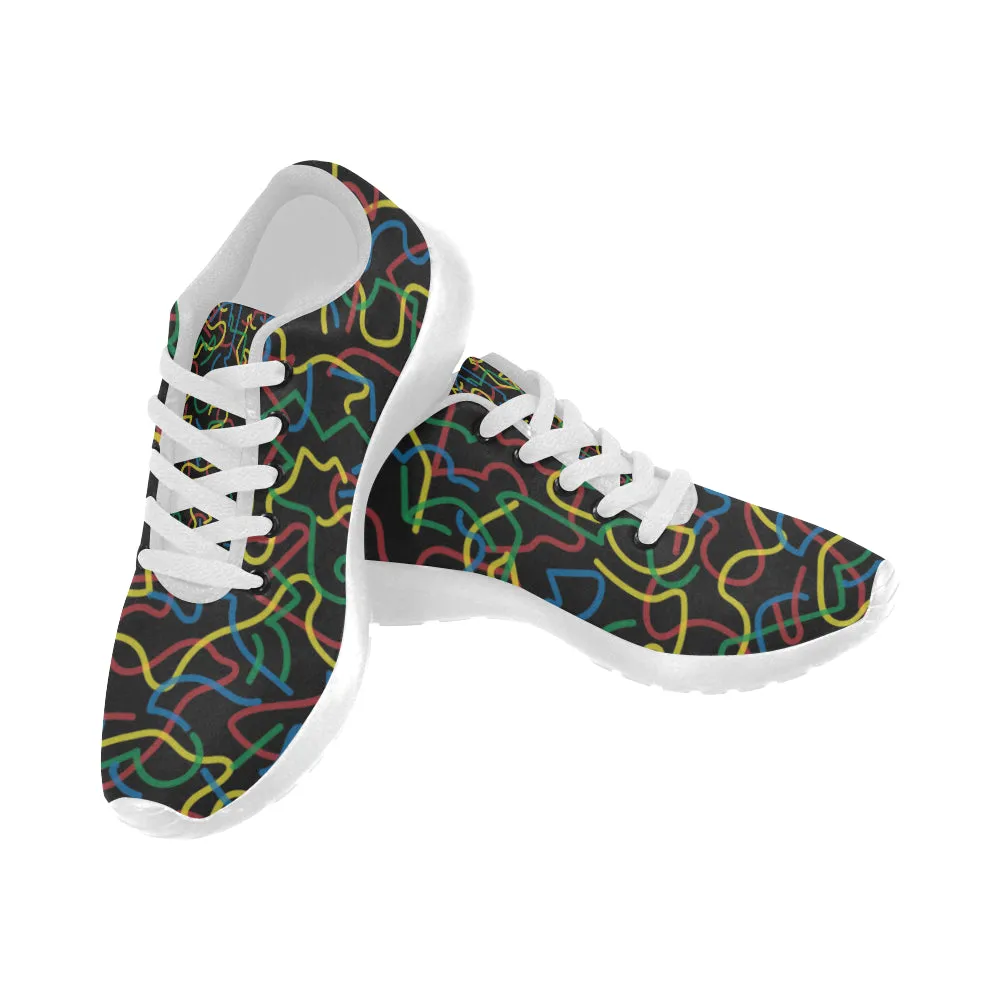 Kid's Wiggly Black Doodle Print Canvas Sneakers