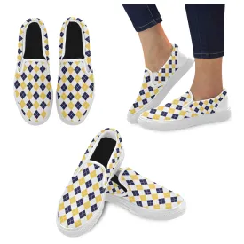 Kids's Diagonal Checkers Print Canvas Slip-on Shoes