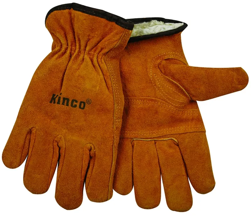 Kinco 51PL-M Driver Gloves, Men's, M, 10-1/2 in L, Keystone Thumb, Easy-On Cuff, Cowhide Leather, Gold :PR: QUANTITY: 1