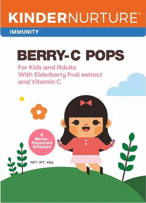 KinderNurture Immunity Berry-C Pops with Elderberry fruit extract and Vit C - 6 lollipops, 48 g  Exp: 10/25