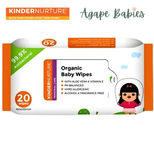 KinderNurture Organic Baby Wipes, 20 wipes (Pack Of 5) Exp:  03/26