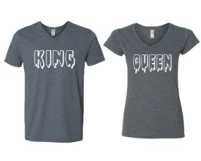 King Queen Couple Matching V-Neck T-Shirts